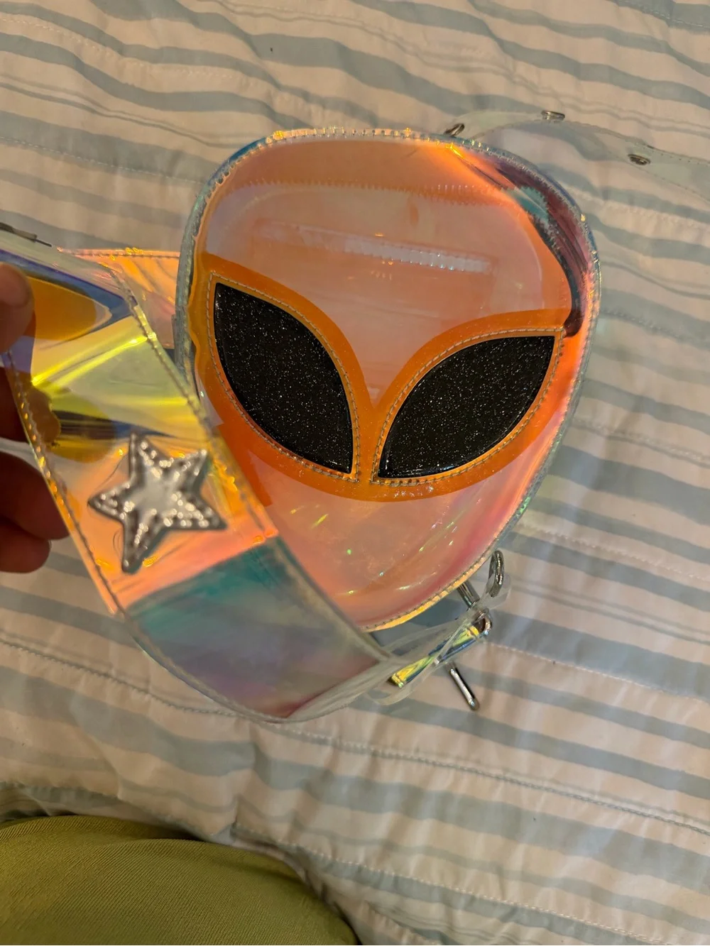Dolls Kill Lime Green Alien Holographic Belt Bag